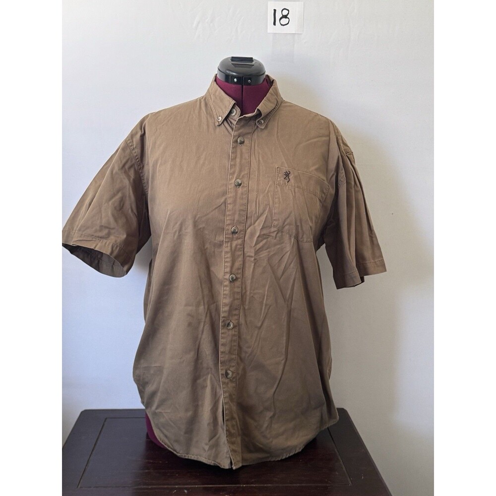 Browning Casual Sportswear Brown Button Up Shirt Mens Large Hunting